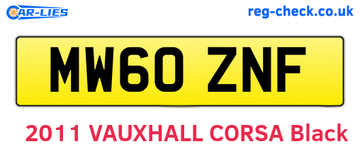 MW60ZNF are the vehicle registration plates.