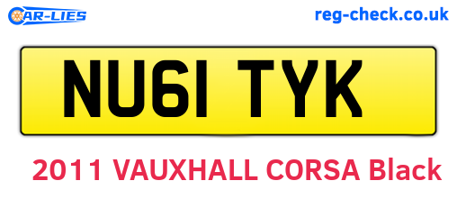 NU61TYK are the vehicle registration plates.