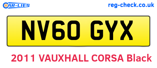 NV60GYX are the vehicle registration plates.