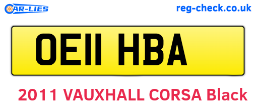 OE11HBA are the vehicle registration plates.