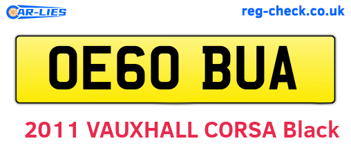 OE60BUA are the vehicle registration plates.
