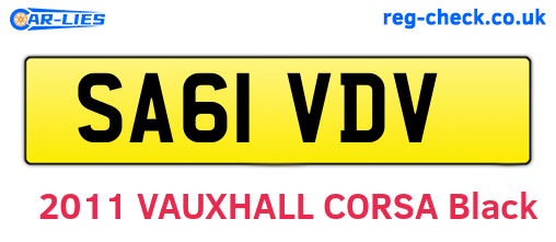 SA61VDV are the vehicle registration plates.
