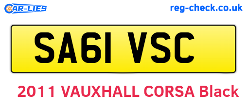 SA61VSC are the vehicle registration plates.