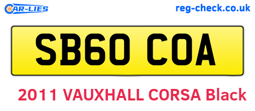 SB60COA are the vehicle registration plates.