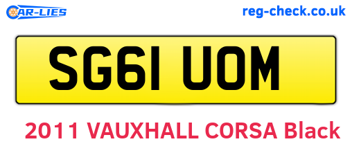 SG61UOM are the vehicle registration plates.