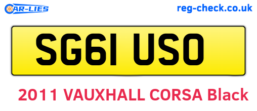 SG61USO are the vehicle registration plates.