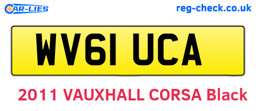 WV61UCA are the vehicle registration plates.