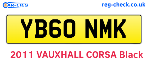 YB60NMK are the vehicle registration plates.
