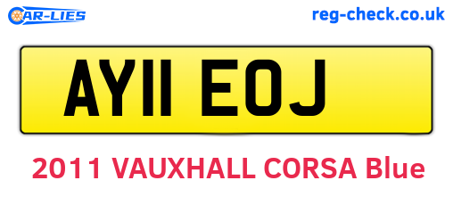 AY11EOJ are the vehicle registration plates.