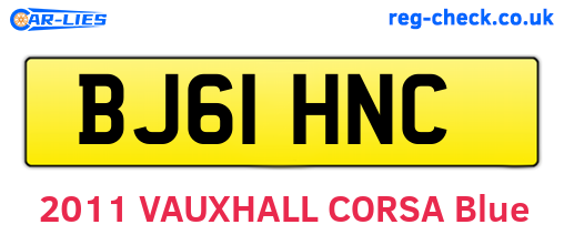 BJ61HNC are the vehicle registration plates.