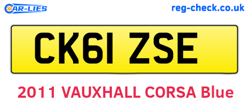 CK61ZSE are the vehicle registration plates.