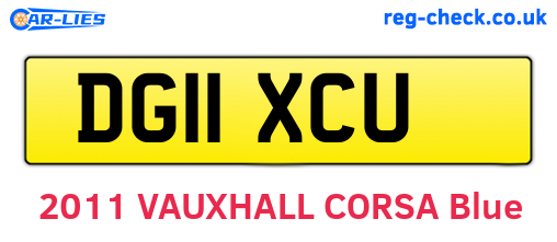 DG11XCU are the vehicle registration plates.