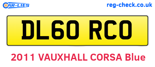 DL60RCO are the vehicle registration plates.