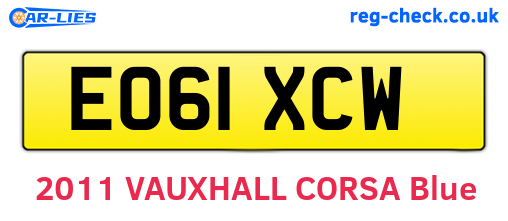 EO61XCW are the vehicle registration plates.