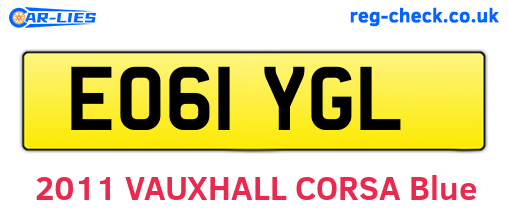 EO61YGL are the vehicle registration plates.