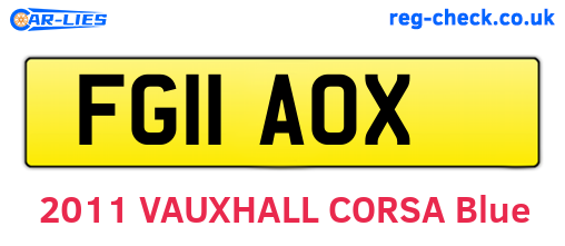 FG11AOX are the vehicle registration plates.