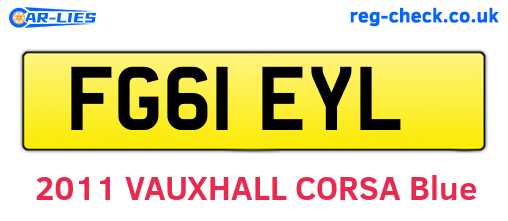 FG61EYL are the vehicle registration plates.