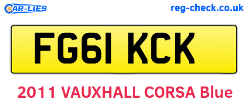 FG61KCK are the vehicle registration plates.