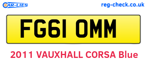 FG61OMM are the vehicle registration plates.