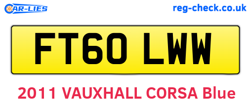 FT60LWW are the vehicle registration plates.