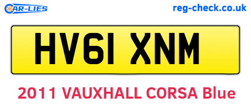 HV61XNM are the vehicle registration plates.