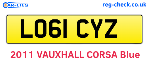 LO61CYZ are the vehicle registration plates.