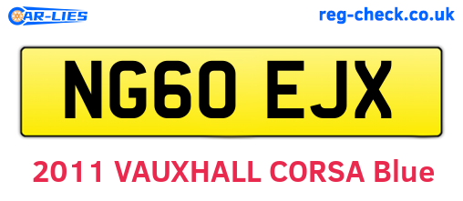 NG60EJX are the vehicle registration plates.