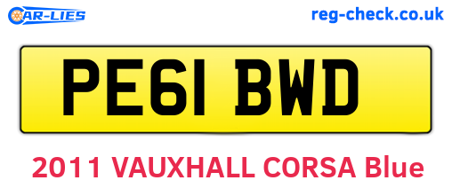 PE61BWD are the vehicle registration plates.