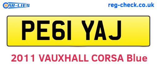 PE61YAJ are the vehicle registration plates.