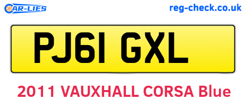 PJ61GXL are the vehicle registration plates.
