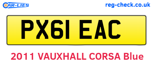 PX61EAC are the vehicle registration plates.