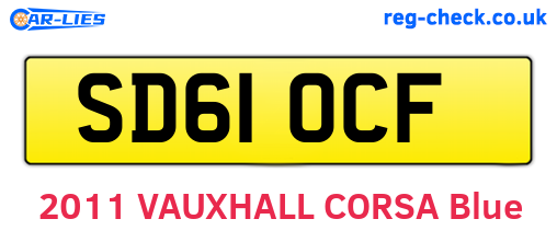 SD61OCF are the vehicle registration plates.