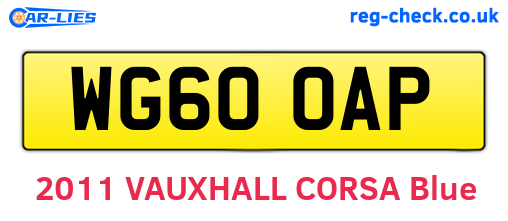 WG60OAP are the vehicle registration plates.