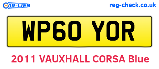 WP60YOR are the vehicle registration plates.