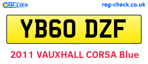 YB60DZF are the vehicle registration plates.