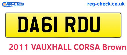 DA61RDU are the vehicle registration plates.