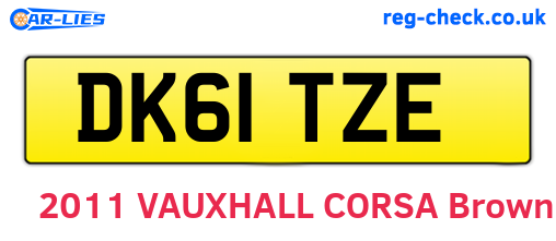 DK61TZE are the vehicle registration plates.
