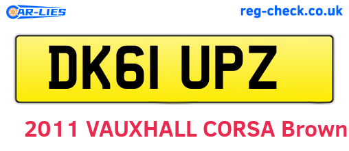 DK61UPZ are the vehicle registration plates.