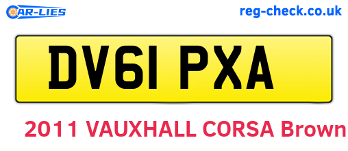 DV61PXA are the vehicle registration plates.