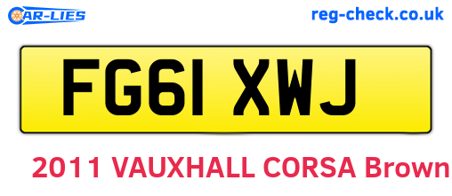 FG61XWJ are the vehicle registration plates.