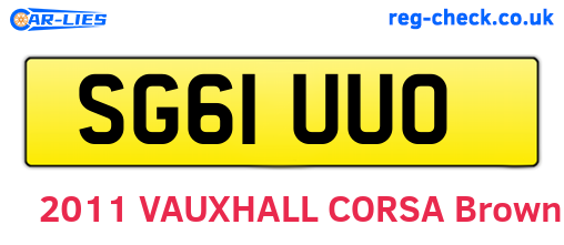 SG61UUO are the vehicle registration plates.