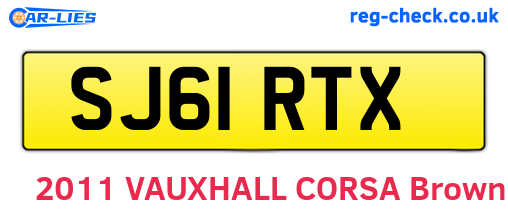 SJ61RTX are the vehicle registration plates.