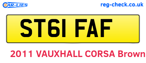 ST61FAF are the vehicle registration plates.