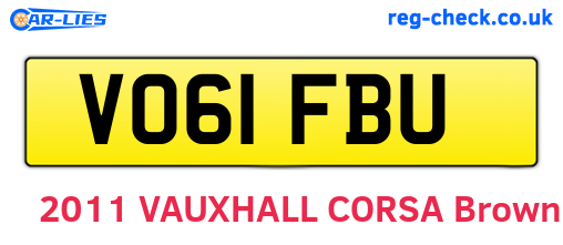 VO61FBU are the vehicle registration plates.