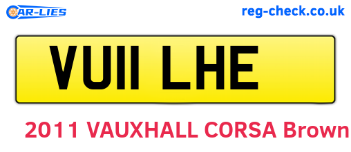 VU11LHE are the vehicle registration plates.