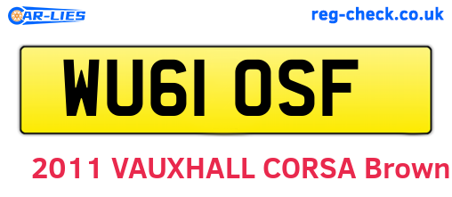 WU61OSF are the vehicle registration plates.