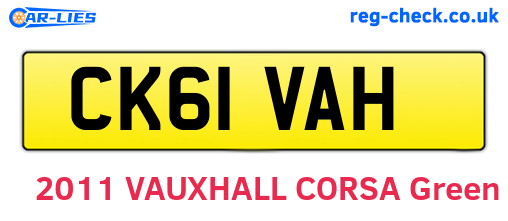 CK61VAH are the vehicle registration plates.