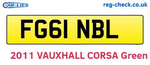 FG61NBL are the vehicle registration plates.