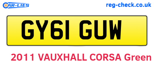 GY61GUW are the vehicle registration plates.