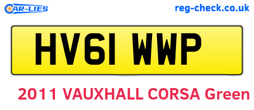HV61WWP are the vehicle registration plates.